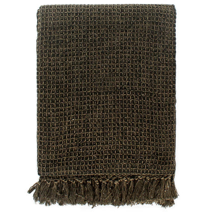 vidaXL Throw Cotton 160x210 cm Anthracite/Brown