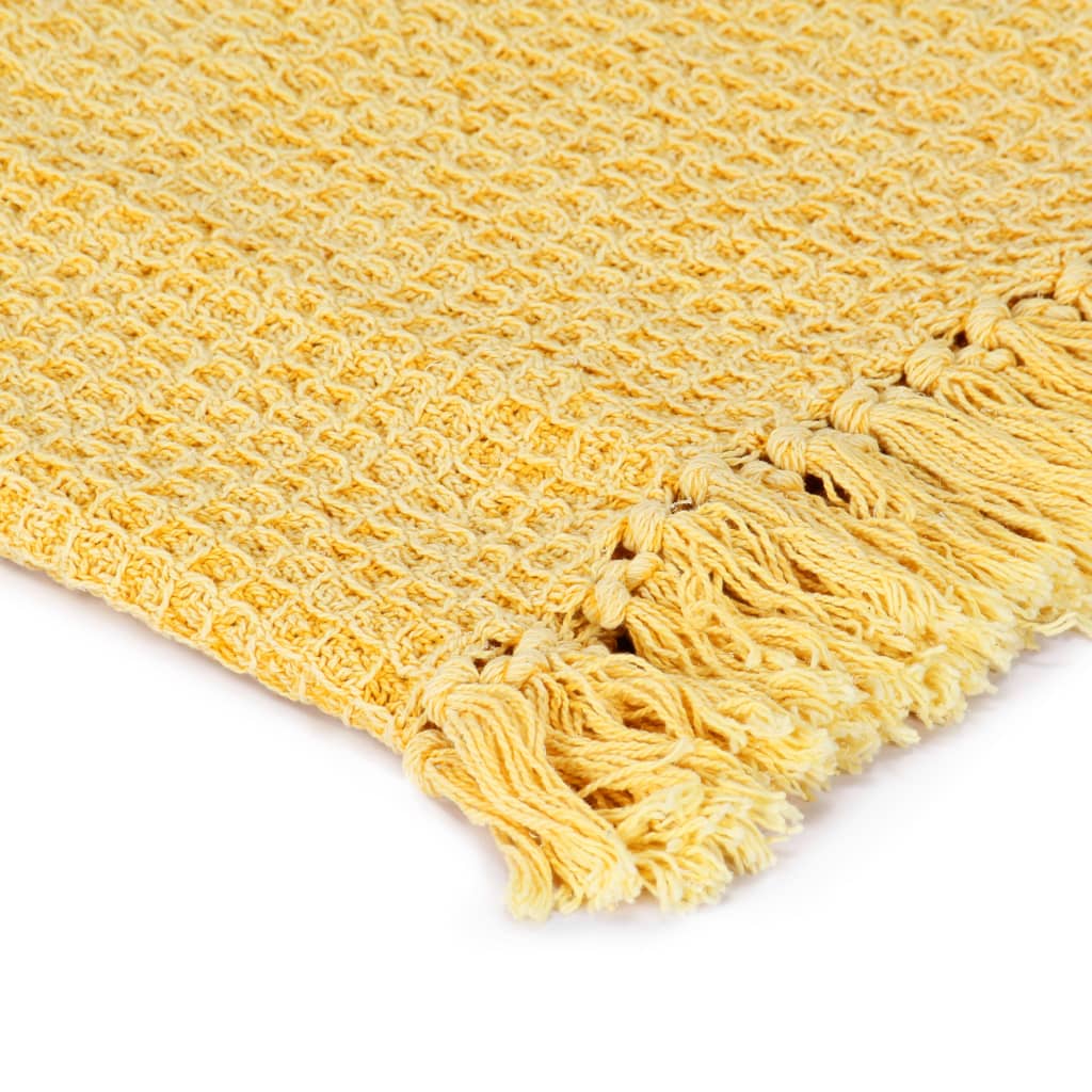 vidaXL Throw Cotton 220x250 cm Mustard Yellow