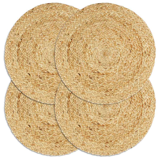 133834 vidaXL Placemats 4 pcs Plain Natural 38 cm Round Jute