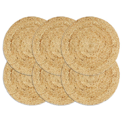 vidaXL Placemats 6 pcs Plain Natural 38 cm Round Jute