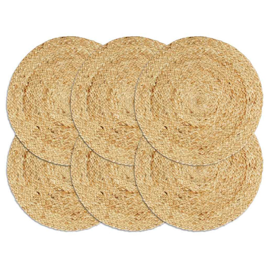 133835 vidaXL Placemats 6 pcs Plain Natural 38 cm Round Jute