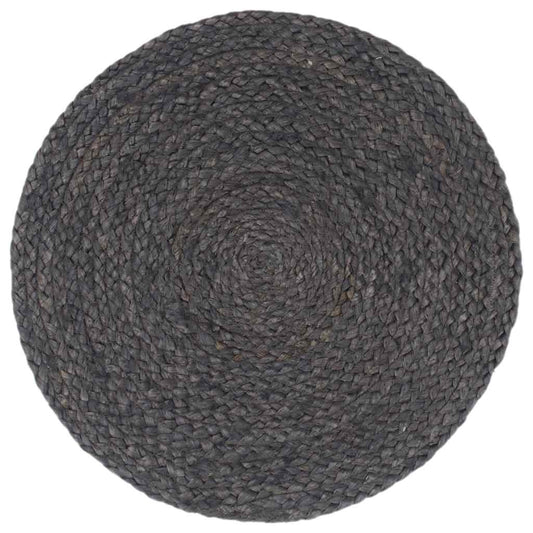 133836 vidaXL Placemats 4 pcs Plain Dark Grey 38 cm Round Jute