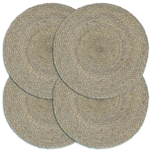 133838 vidaXL Placemats 4 pcs Plain Grey 38 cm Round Jute