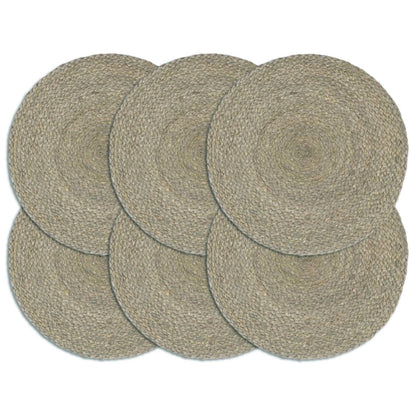 vidaXL Placemats 6 pcs Plain Grey 38 cm Round Jute