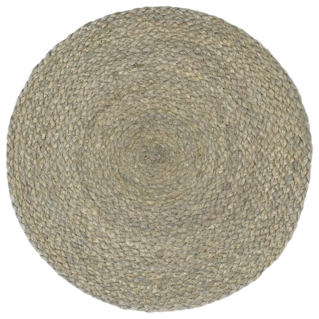 vidaXL Placemats 6 pcs Plain Grey 38 cm Round Jute