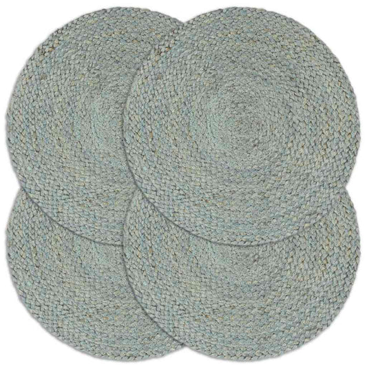 133840 vidaXL Placemats 4 pcs Plain Olive Green 38 cm Round Jute