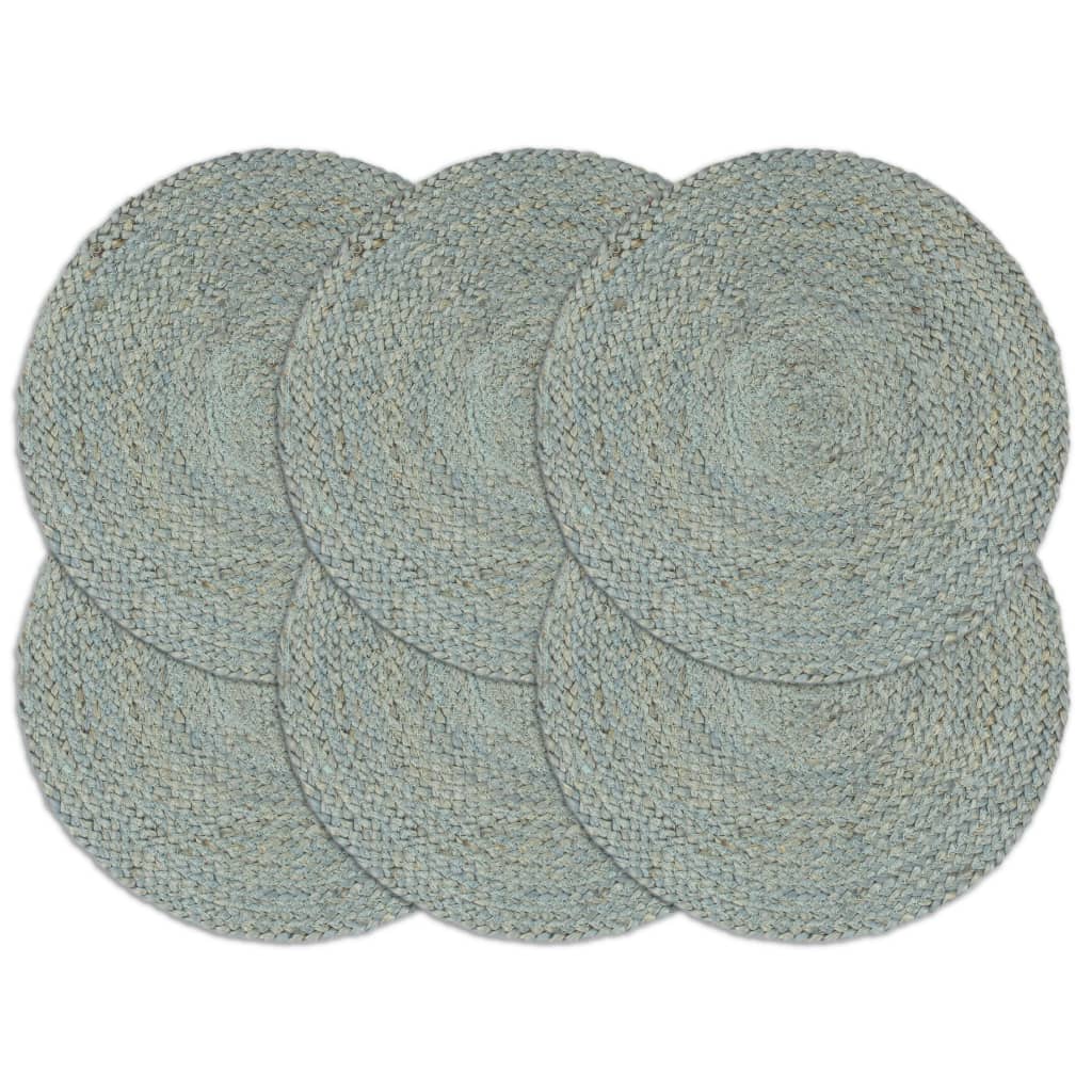 vidaXL Placemats 6 pcs Plain Olive Green 38 cm Round Jute