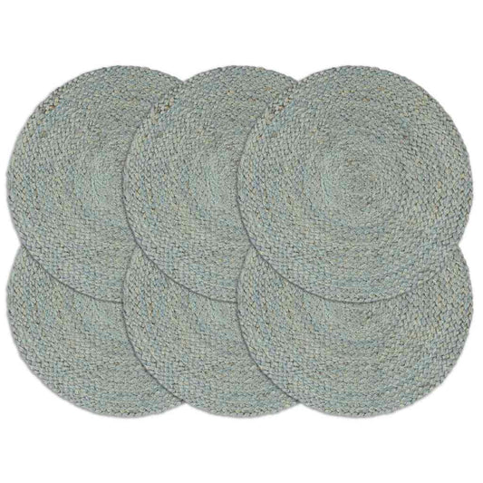 133841 vidaXL Placemats 6 pcs Plain Olive Green 38 cm Round Jute