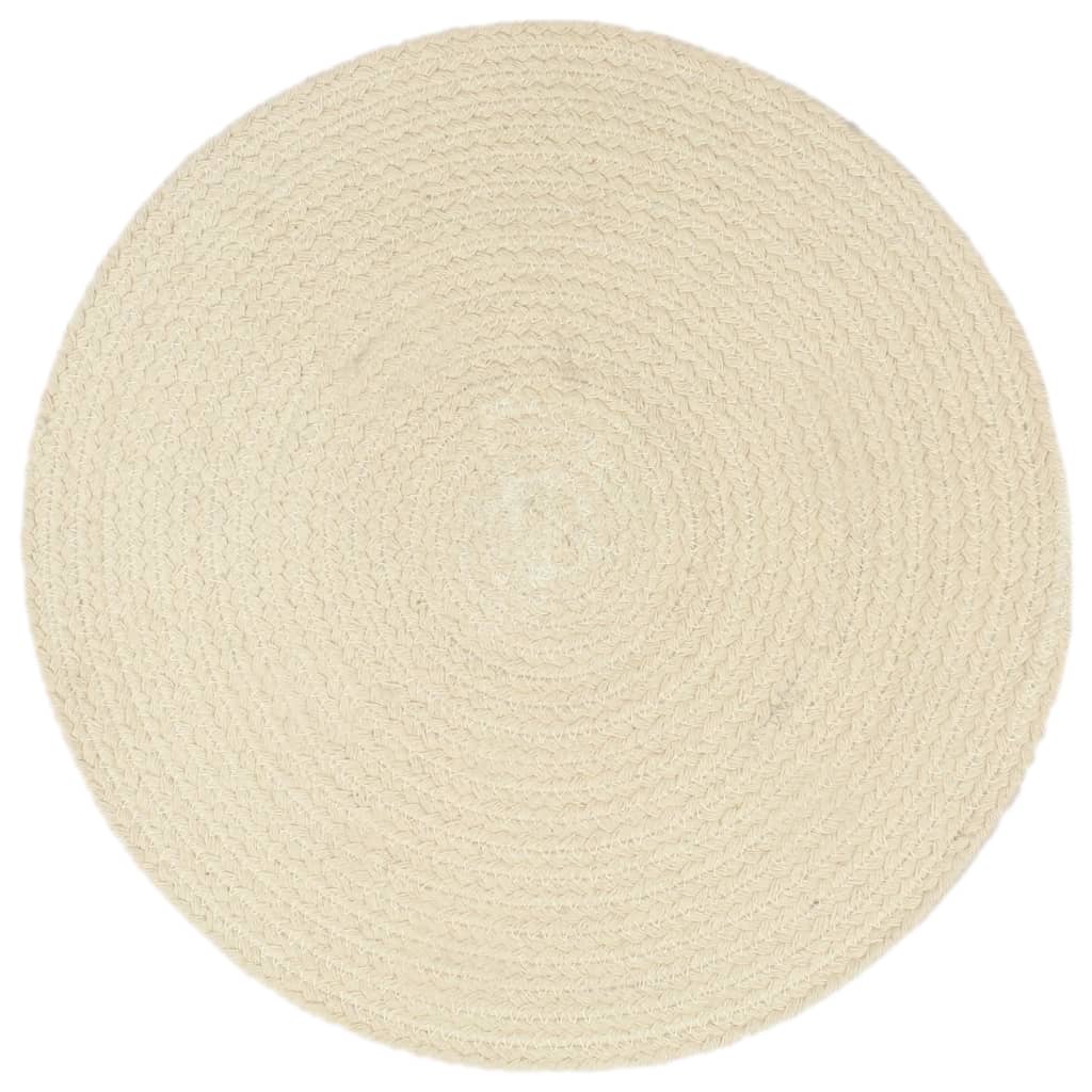 vidaXL Placemats 4 pcs Plain Natural 38 cm Round Cotton