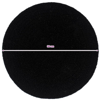 vidaXL Placemats 4 pcs Plain Black 38 cm Round Cotton