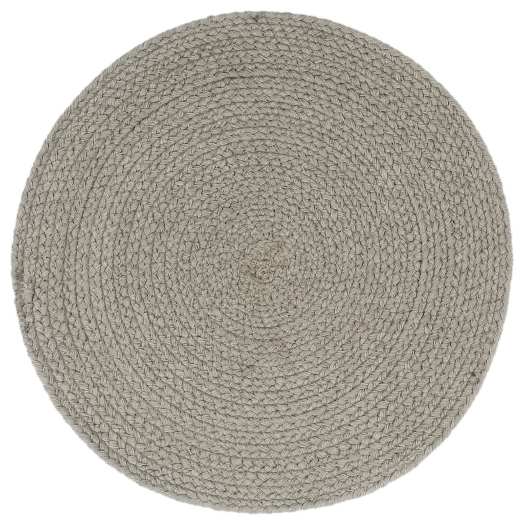 vidaXL Placemats 6 pcs Plain Grey 38 cm Round Cotton