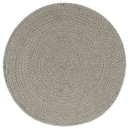 vidaXL Placemats 6 pcs Plain Grey 38 cm Round Cotton