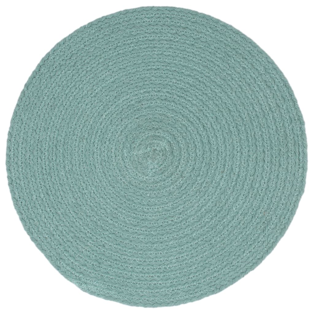 vidaXL Placemats 4 pcs Plain Green 38 cm Round Cotton