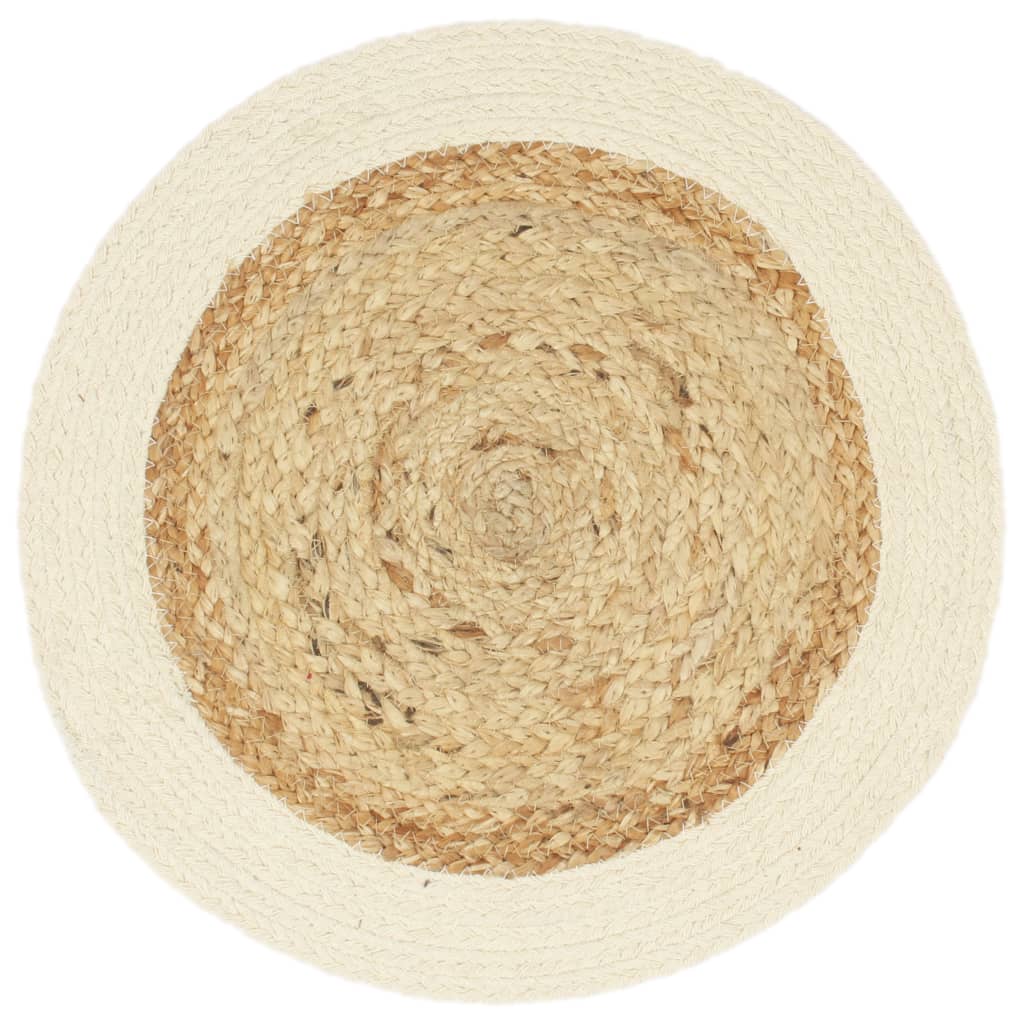 vidaXL Placemats 4 pcs Plain Natural 38 cm Round Jute and Cotton
