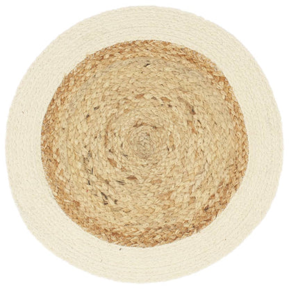 vidaXL Placemats 4 pcs Plain Natural 38 cm Round Jute and Cotton