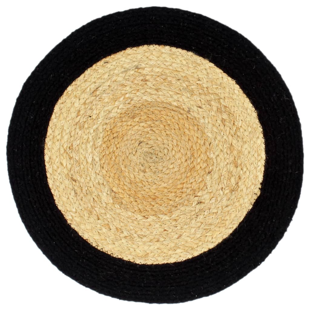 vidaXL Placemats 4 pcs Natural and Black 38 cm Jute and Cotton
