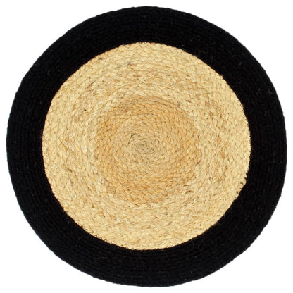 vidaXL Placemats 4 pcs Natural and Black 38 cm Jute and Cotton