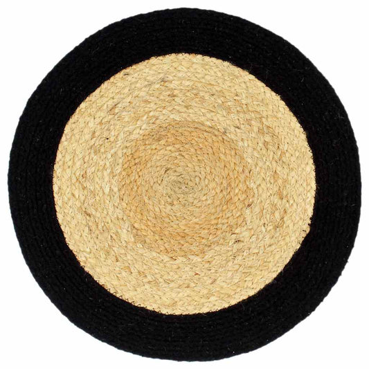 133856 vidaXL Placemats 4 pcs Natural and Black 38 cm Jute and Cotton