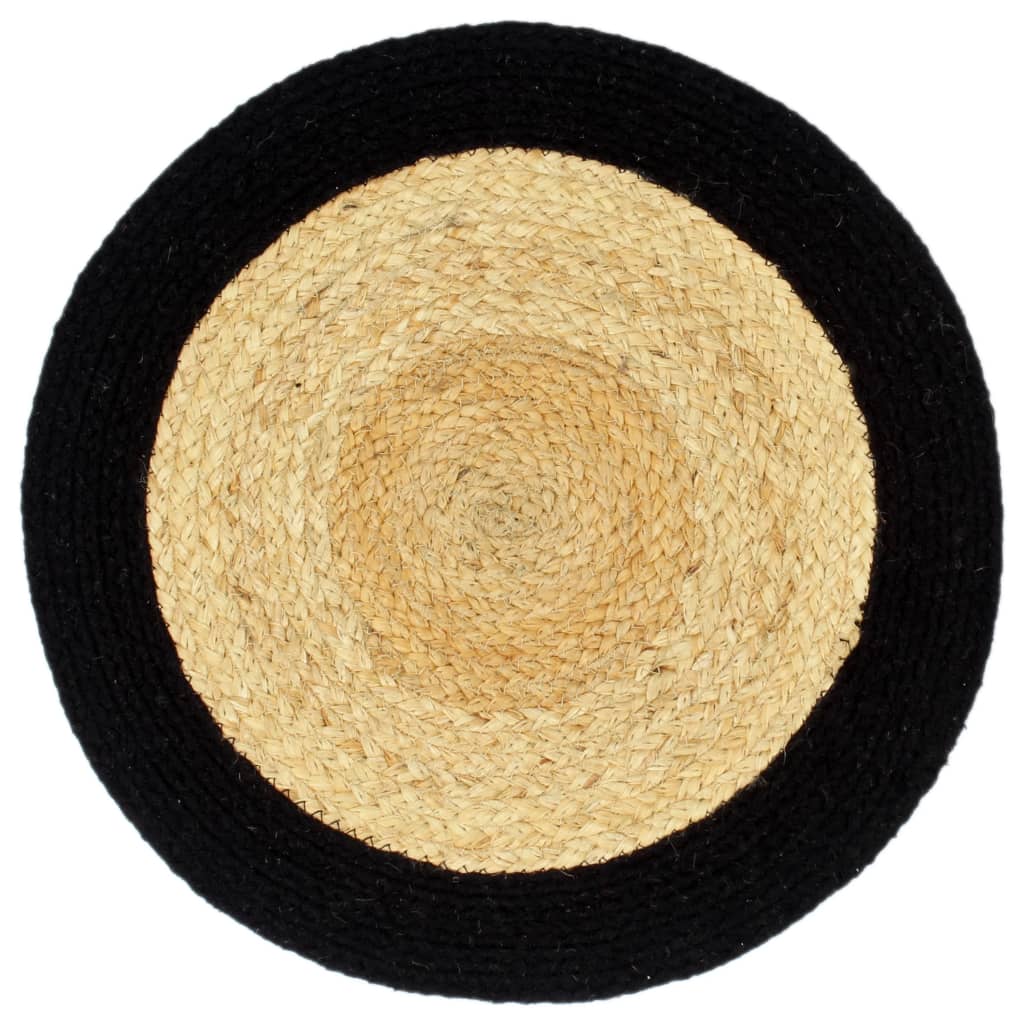 vidaXL Placemat | Set of 6 | Natural and Black | 70% Jute, 30% Cotton | 38 cm
