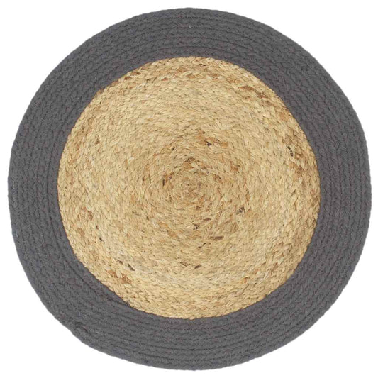 133858 vidaXL Placemats 4 pcs Natural and Anthracite 38 cm Jute and Cotton