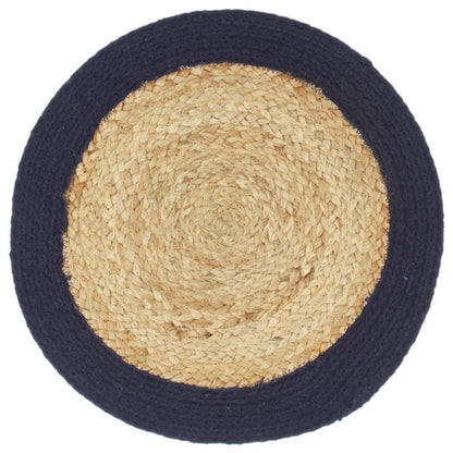 vidaXL Placemats 4 pcs Natural and Navy Blue 38 cm Jute and Cotton