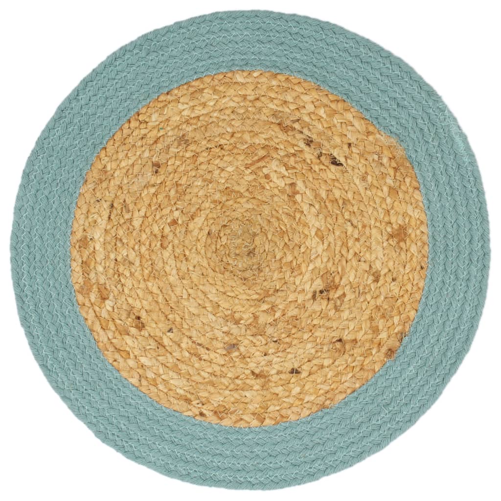 vidaXL Placemats 6 pcs Natural and Green 38 cm Jute and Cotton