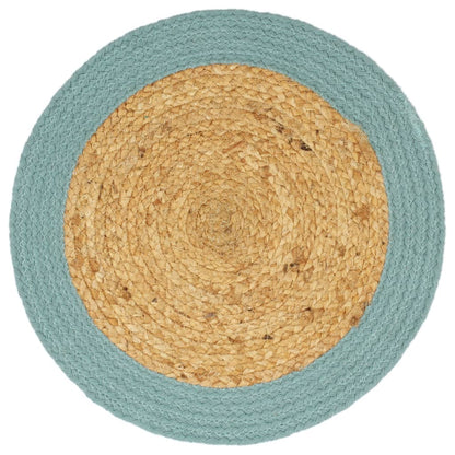 vidaXL Placemats 6 pcs Natural and Green 38 cm Jute and Cotton