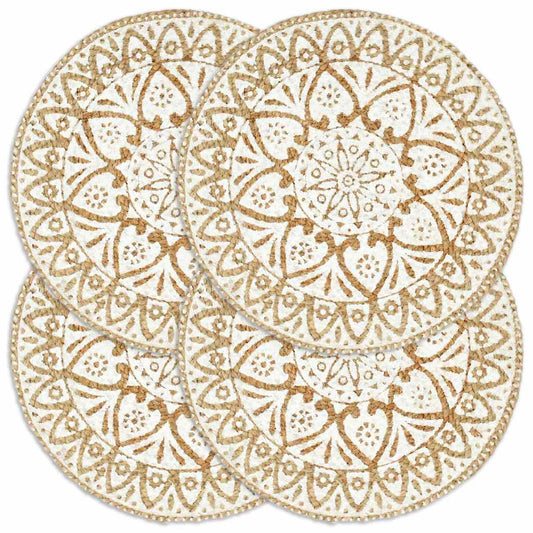 133866 vidaXL Placemats 4 pcs White 38 cm Round Jute
