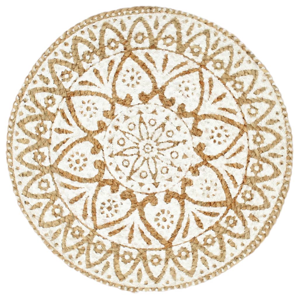 vidaXL Placemats 6 pcs White 38 cm Round Jute