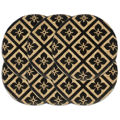 vidaXL Placemat | Set of 6 | Black | Jute | 38 cm diameter | Non-slip | Placemat