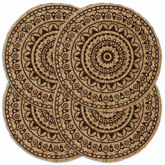 133872 vidaXL Placemats 4 pcs Dark Brown 38 cm Round Jute