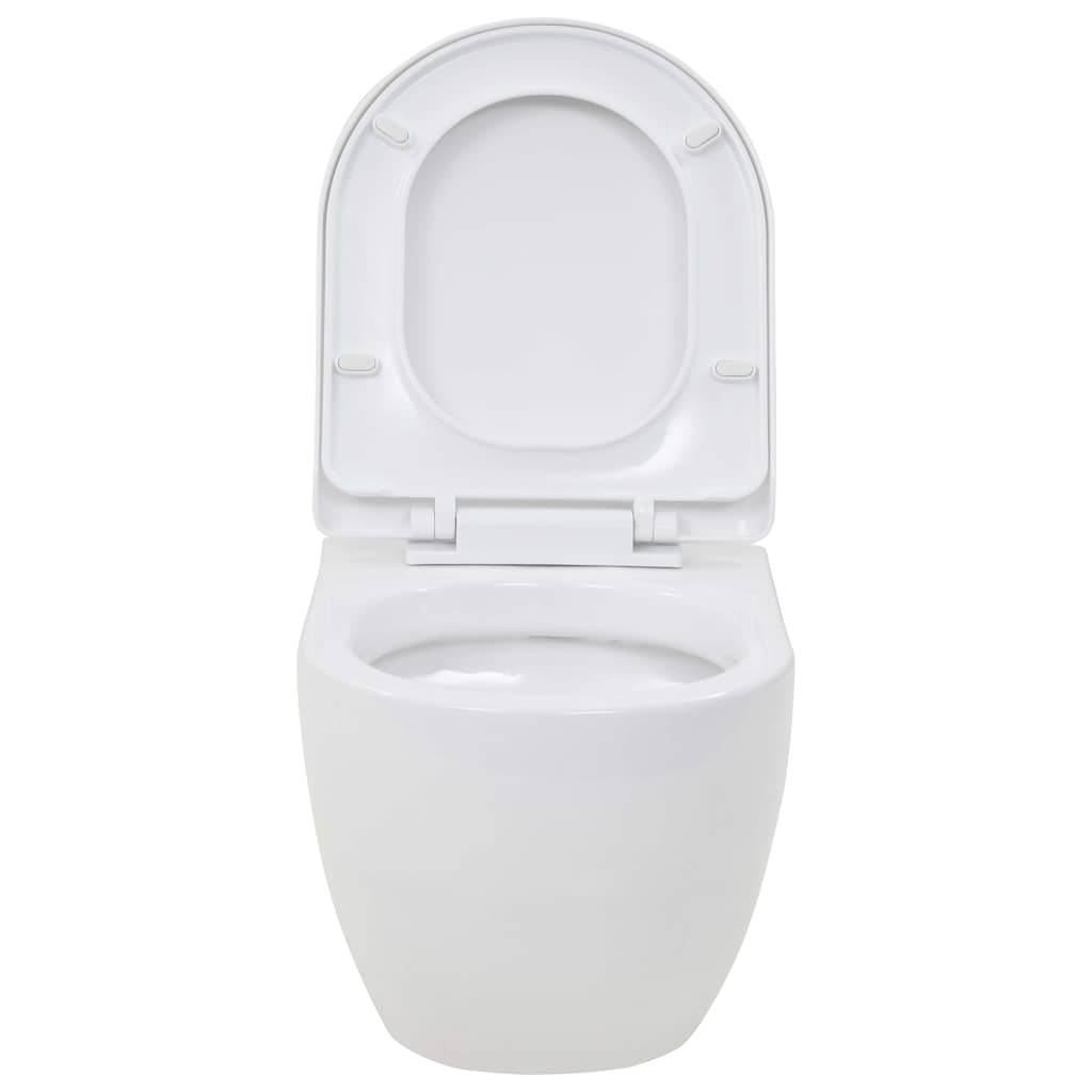 vidaXL Wall-Hung Toilet with Concealed Cistern Ceramic White