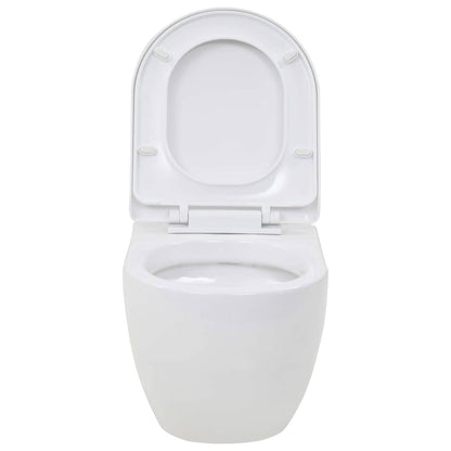 vidaXL Wall-Hung Toilet with Concealed Cistern Ceramic White