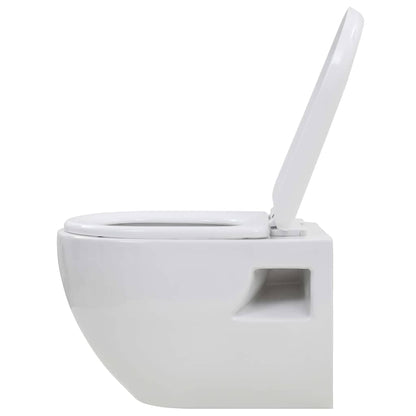 vidaXL Wall-Hung Toilet with Concealed Cistern Ceramic White