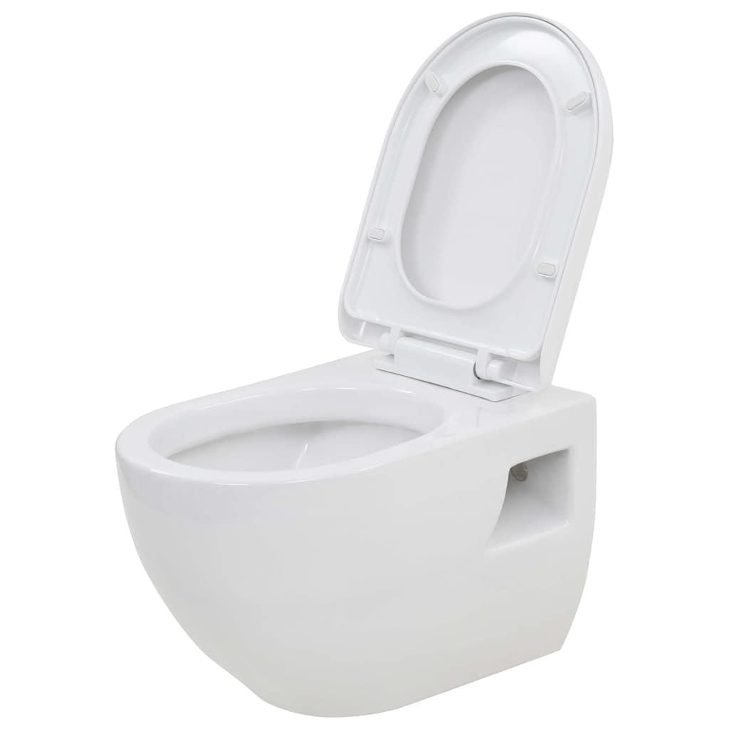 vidaXL Wall-Hung Toilet with Concealed Cistern Ceramic White