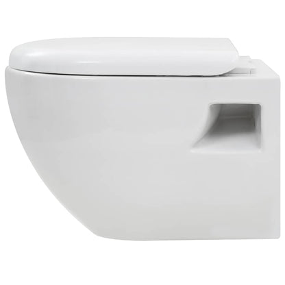 vidaXL Wall-Hung Toilet with Concealed Cistern Ceramic White