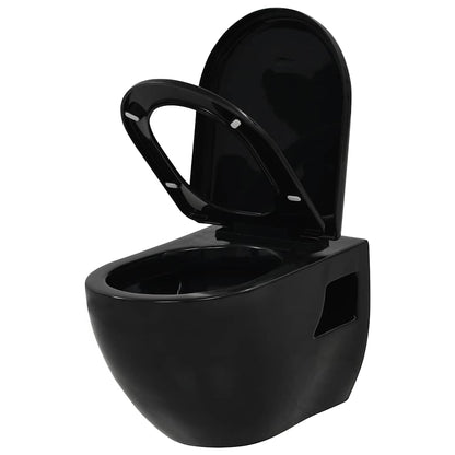 vidaXL Wall-Hung Toilet with Concealed Cistern Ceramic Black