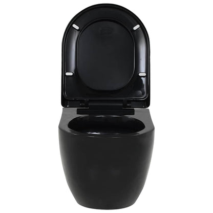 vidaXL Wall-Hung Toilet with Concealed Cistern Ceramic Black