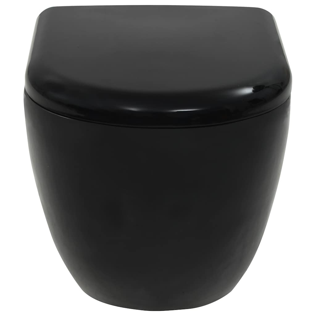 vidaXL Wall-Hung Toilet with Concealed Cistern Ceramic Black