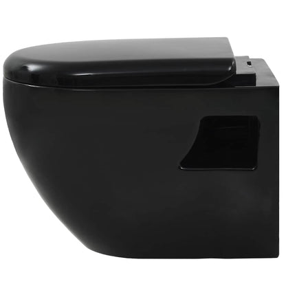 vidaXL Wall-Hung Toilet with Concealed Cistern Ceramic Black