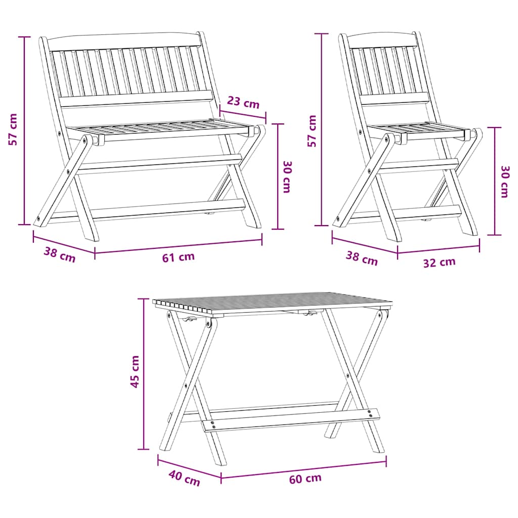 vidaXL 4 Piece Outdoor Dining Set for Children Solid Eucalyptus Wood