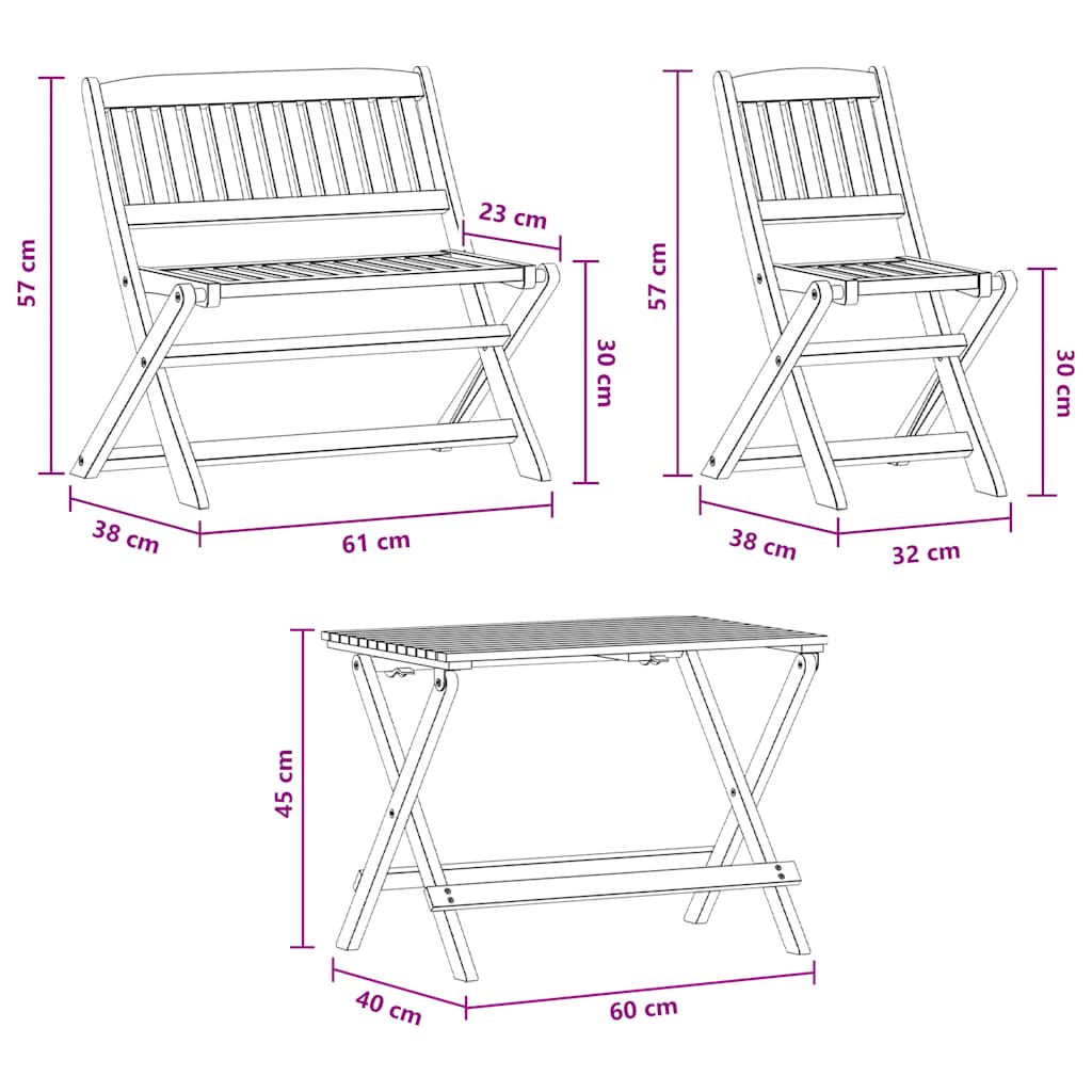 vidaXL Dining Set | Natural wood | Solid eucalyptus wood | Children's size
