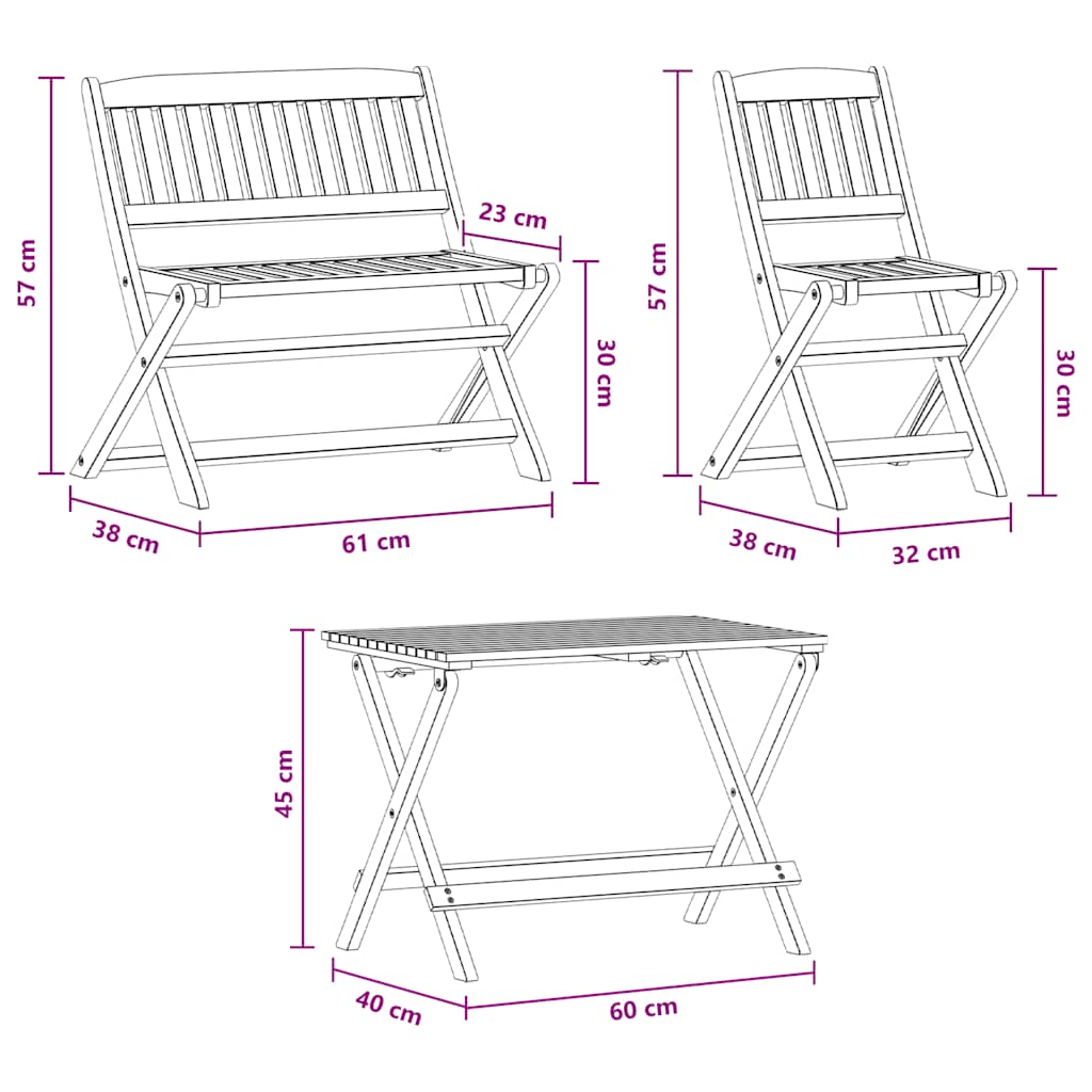 vidaXL Dining Set | Natural wood | Solid eucalyptus wood | Children's size