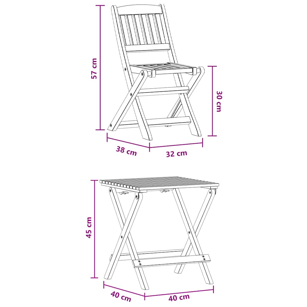 vidaXL 3 Piece Bistro Set for Children Solid Eucalyptus Wood