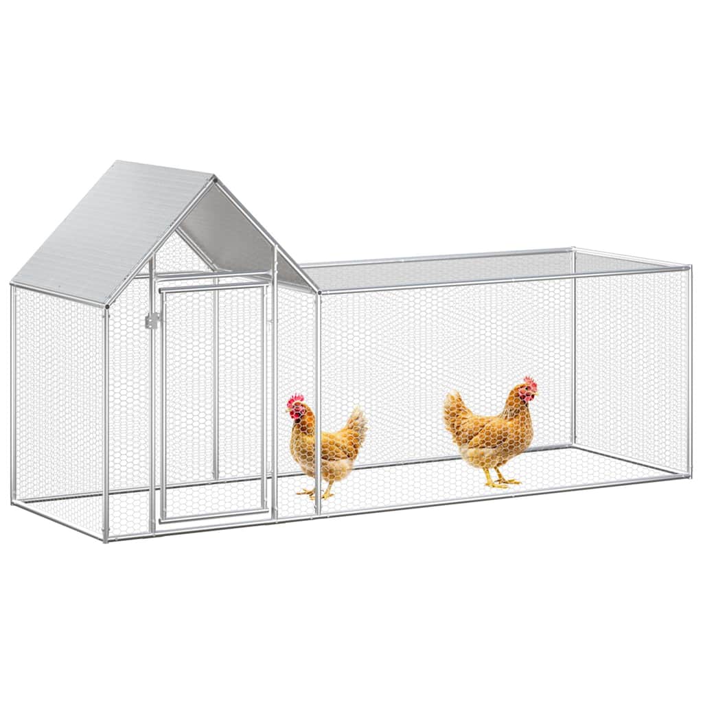 144554 vidaXL Chicken Coop 3x1x1,5 m Galvanised Steel