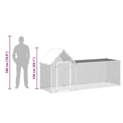 144554 vidaXL Chicken Coop 3x1x1,5 m Galvanised Steel