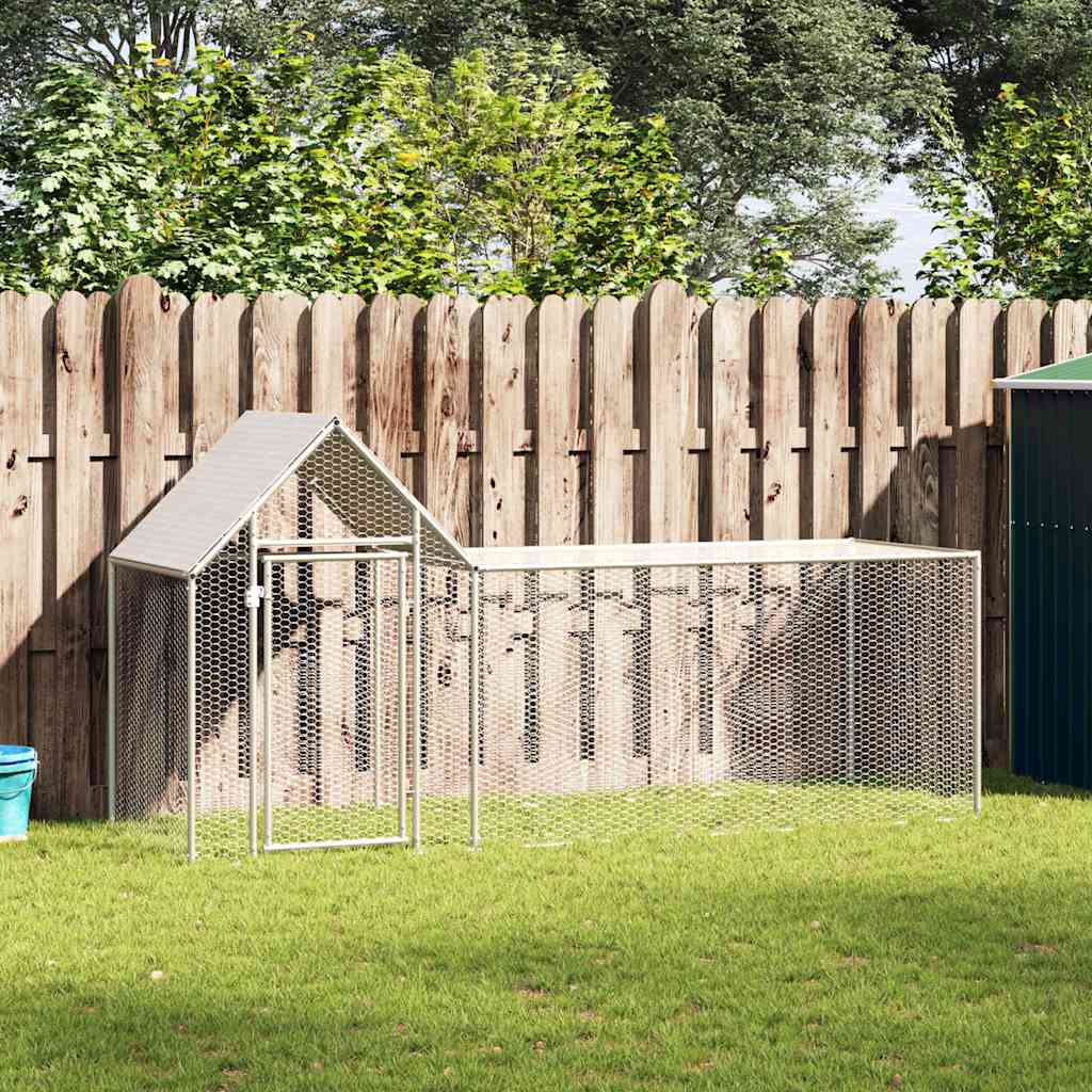 144554 vidaXL Chicken Coop 3x1x1,5 m Galvanised Steel