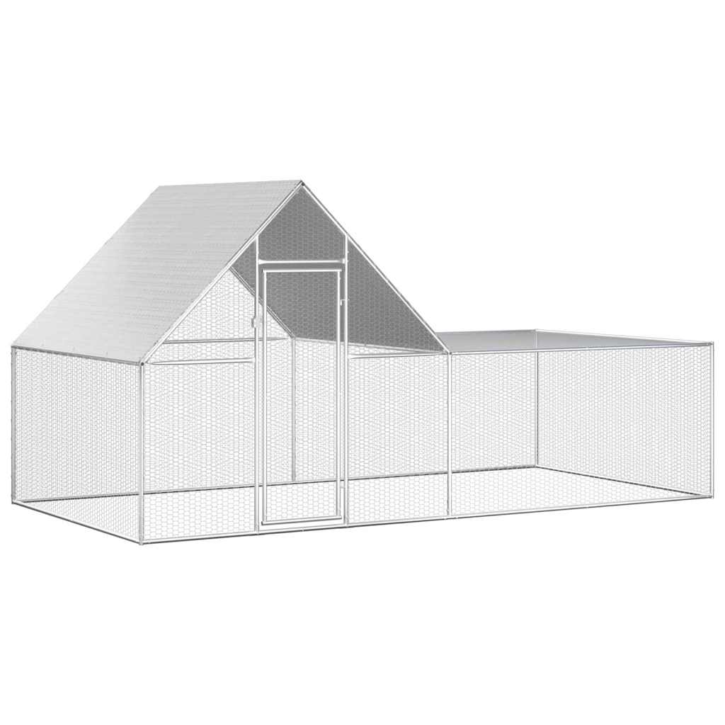 144556 vidaXL Chicken Coop 4x2x2 m Galvanised Steel