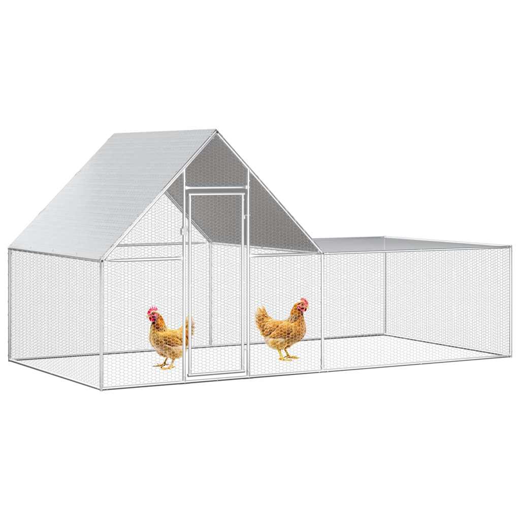 144556 vidaXL Chicken Coop 4x2x2 m Galvanised Steel