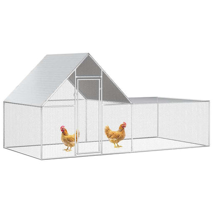 144556 vidaXL Chicken Coop 4x2x2 m Galvanised Steel